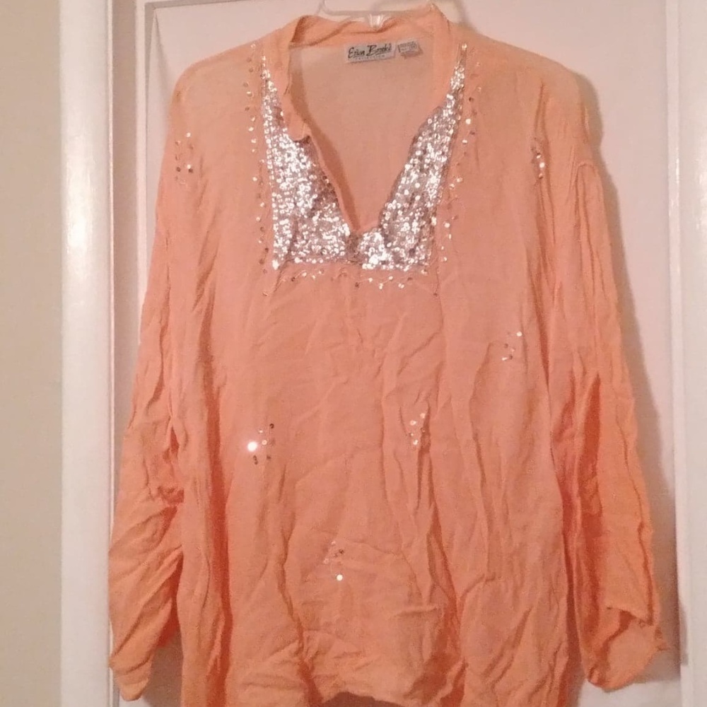 Peach/Silver Bling Boho Top - A1214